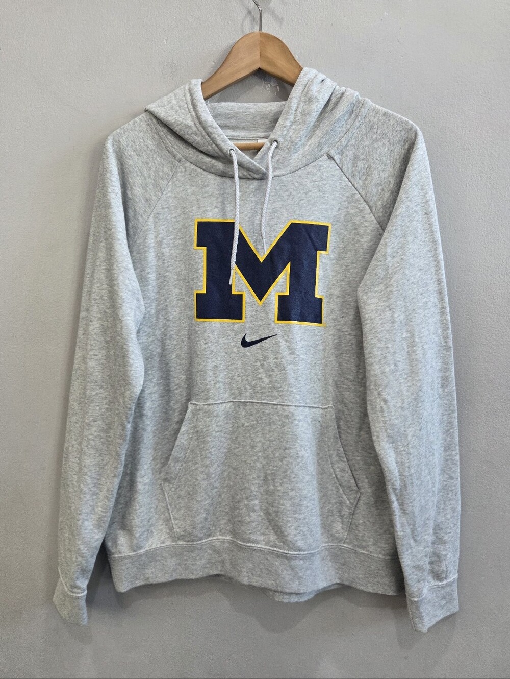 NEW Nike Varsity Fleece Hoodie Lightweight Michigan Wolverines Gray Men's Medium